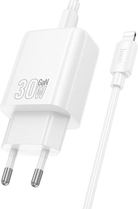 Produktbild Hoco Adapter wall charger USB A + Type C + cable Type C to Lightning PD QC3.0 3A 30W N63 white (18 W)