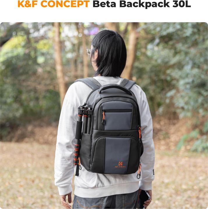 Immagine prodotto K&F Concept Zaino 30L Nature Wander 09 (nero e grigio) (Borsa a tracolla per fotocamera, 25 l)