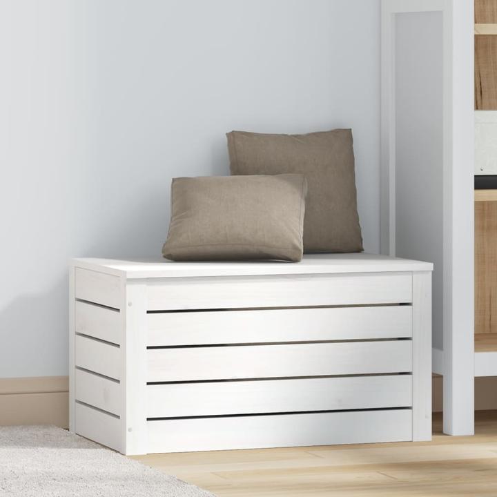 Image du produit VidaXL Truhe Weiss 59,5x36,5x33 cm Massivholz Kiefer,Farbe (59.5 x 36.5 x 33 cm)