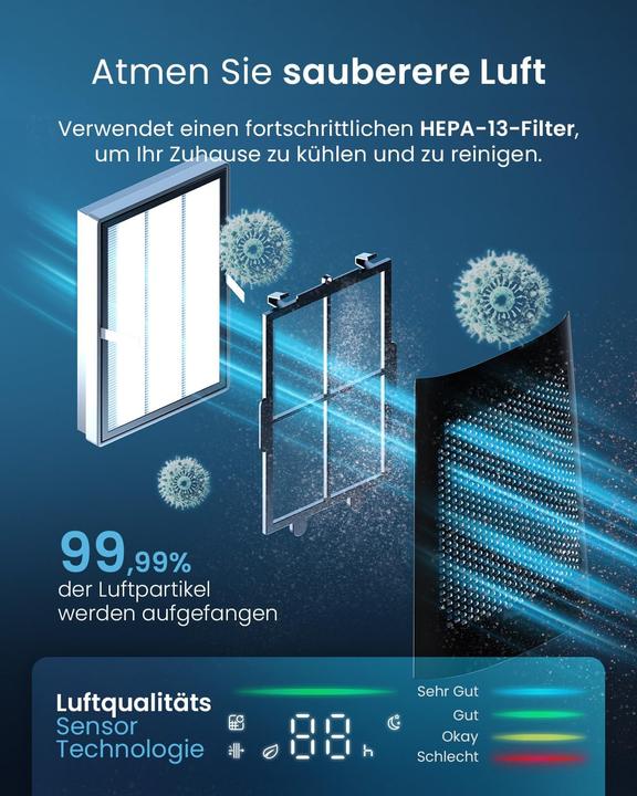 Produktbild Breeze OmniAir Turmventilator mit Luftreiniger & HEPA Filter (62 dB)