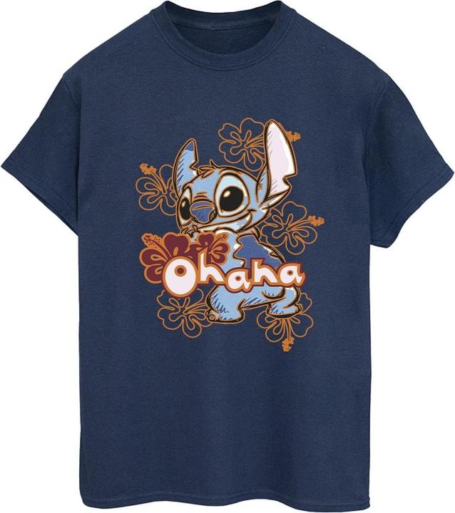 Disney Lilo And Stitch Ohana Orange Hibiscus TShirt (S)