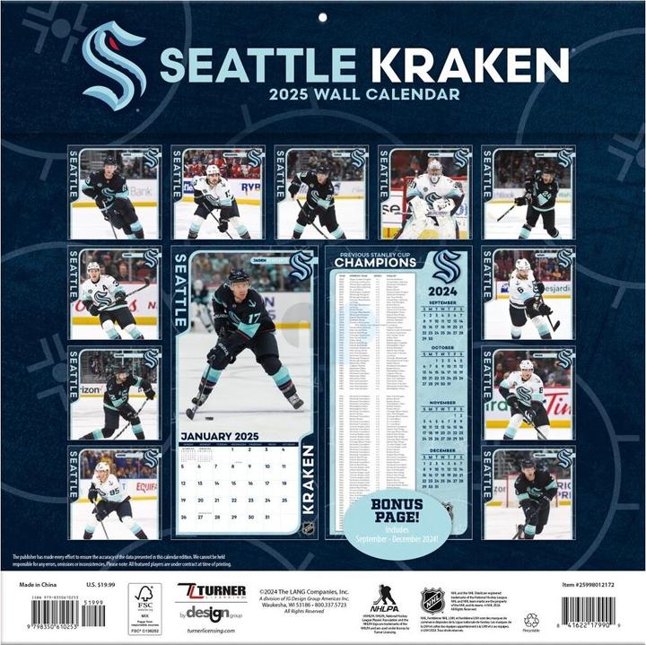 Image du produit NHL - Seattle Kraken - Calendrier mural de l'équipe 30,5 x 30,5 cm 2025 (30,5 x 30,5 cm, Français, Italien, Espagnol, Allemand, Anglais)