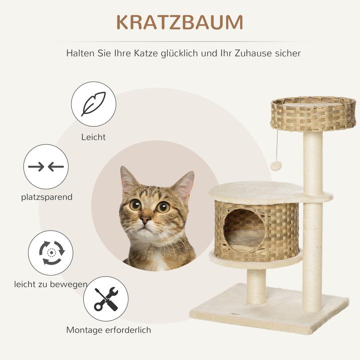 Image du produit PawHut Arbre à chat avec niche pour chat (95 cm, Multicolore)