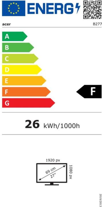 Energie-Label Acer Vero B277Gbmiprzx (1920 x 1080 Pixel, 27")