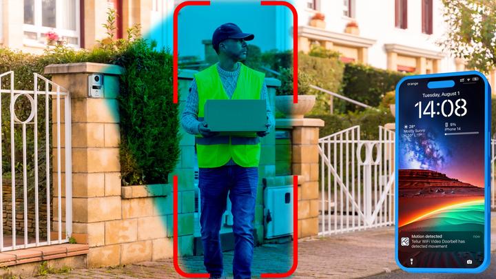 Immagine prodotto Tellur Campanello video WiFi intelligente 1080P, funzione di sblocco, suoneria per interni, grigio (Cablato)