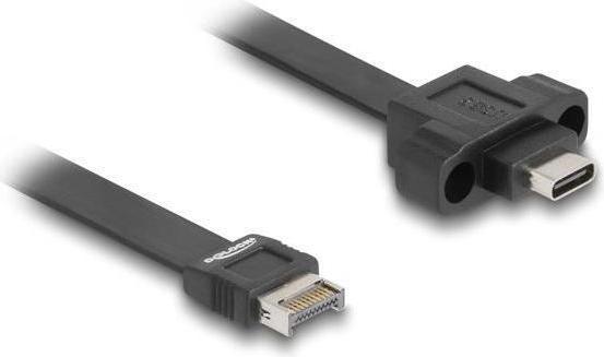 Actual product image Delock USB 10Gbps ribbon cable type-E Key A 20 pin ST > USB-C BU installation 0.75m (0.75 m, USB 3.2 Gen 2)