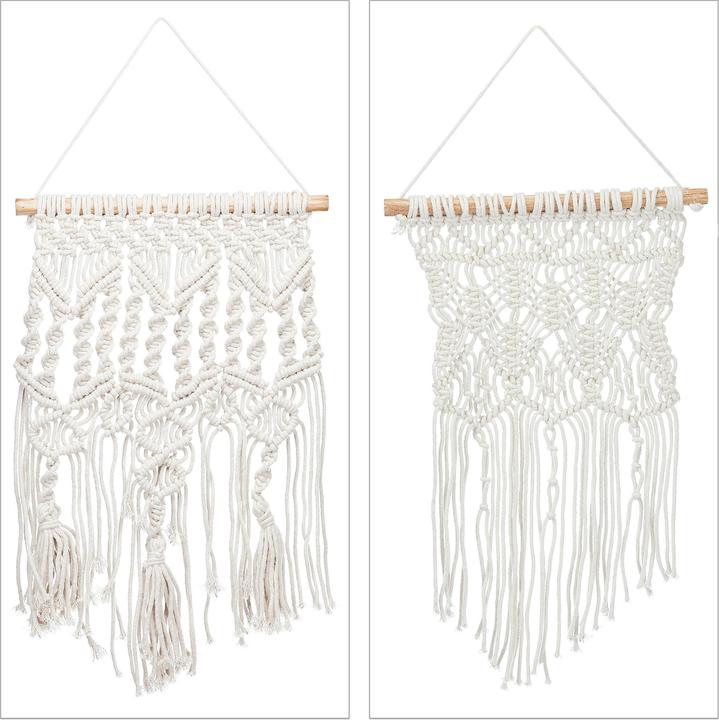 Productafbeelding Relaxdays 2-delige macramé wandhanger (30 x 1,5 x 60 cm)