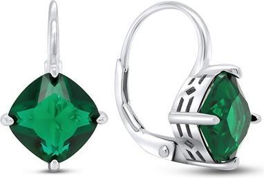Brilio Silver - Fashion silver earrings with green zircons EA304WG