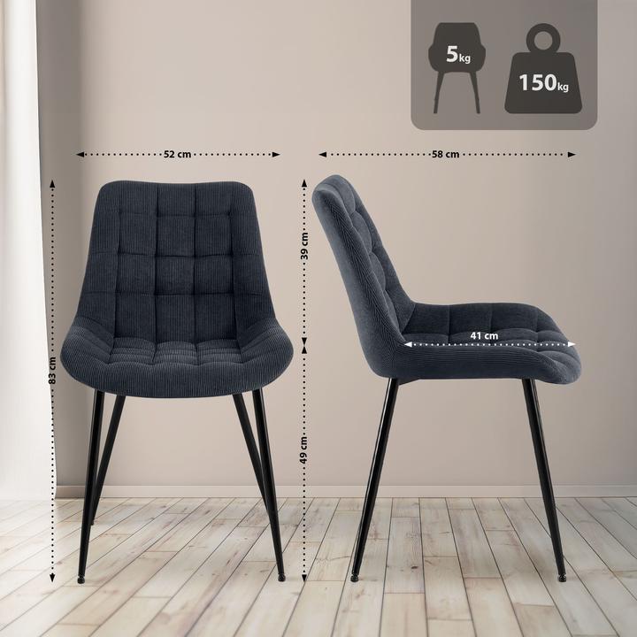 Actual product image CLP Sardna dining chair upholstered in corduroy with backrest