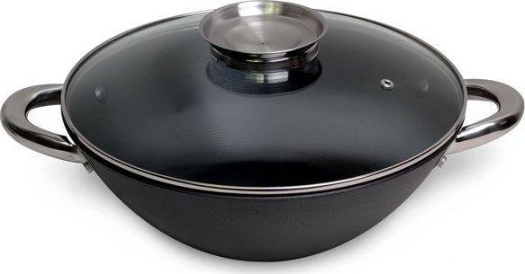 Actual product image Kamille Wok cast iron skillet with lid 28 cm chamomile KM-4806MR (Wok, Cast iron)