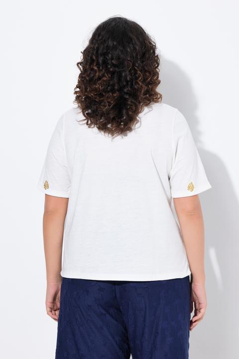 Produktbild Ulla Popken T-Shirt, Tunnelzug, Palmen, Herzausschnitt, Halbarm (60)