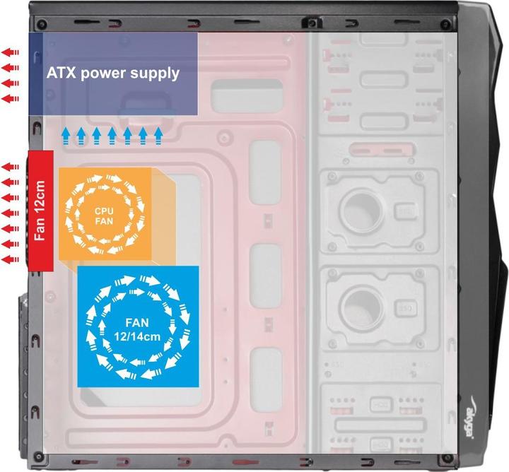 Image du produit Akyga ' ak995bk PC "ATX Nero Midi Tower Noir (ATX, mATX, Mini-ITX)