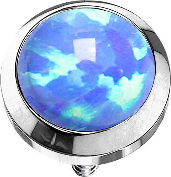 Star Piercing Dermal Anchor silber mit Opal hellblau (Titan G23, ohne Messing)