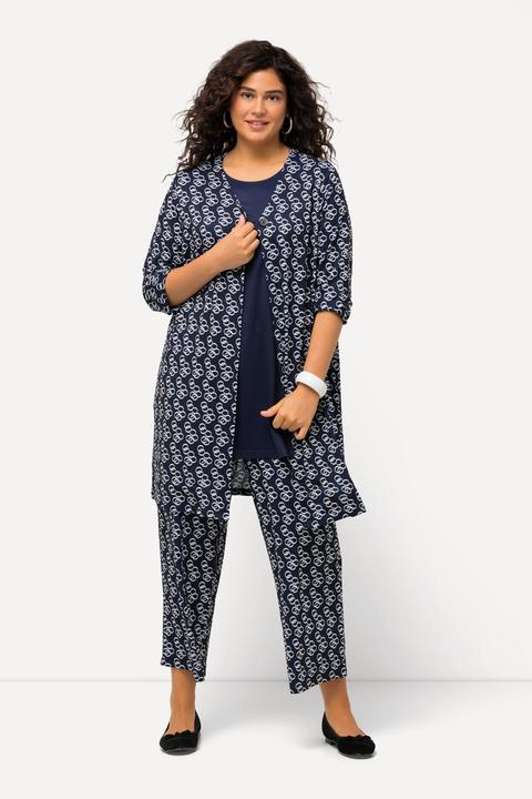 Produktbild Ulla Popken Jerseyjacke, Ringmuster, A-Linie, V-Ausschnitt (60)
