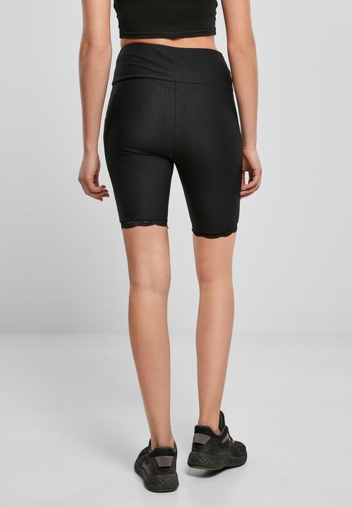 Actual product image Urban Classics Ladies High Waist Rib Lace Hem Cycle Shorts (4XL)