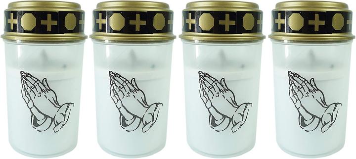 Produktbild Novaliv LED Grablicht weiss Dauerbrenner Flackereffekt inkl. Batterien Grabkerzen Friedhofskerze Gedenkkerze (4 Stk.)