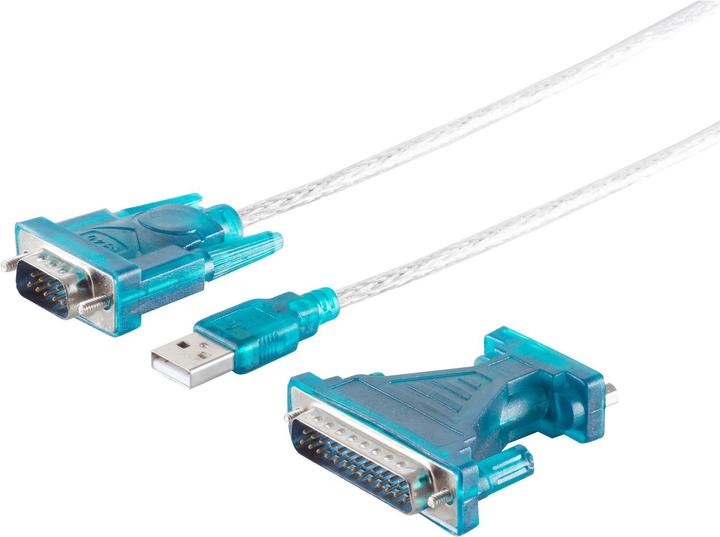 Actual product image Berrybase USB 2.0 - RS232 adapter cable, incl. DB25 adapter (1.50 m)