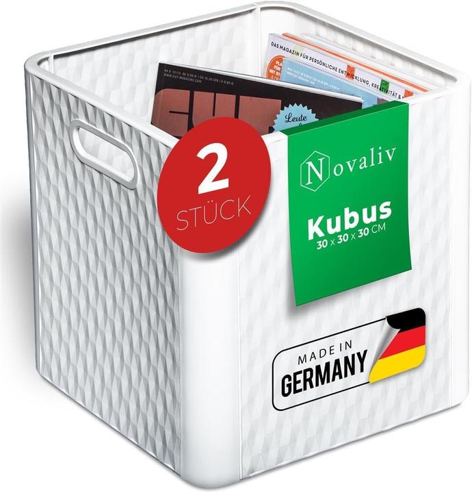 Produktbild Novaliv 2X Box 30x30x30 cm Weiss Boxen für Kallax Regal Körbe 30x30 Aufbewahrungsbox Regal als Schran (30 x 30 x 30 cm, 25 l)