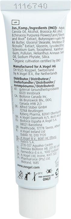 Valeurs nutritives et ingrédients Vogel Crème pour la peau à l'échinacée TB 30g (Crème pour le corps, 114.69 ml)