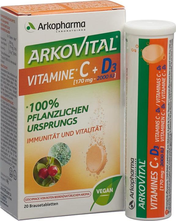 Produktbild Arkopharma Vitamin C + D3 (20 Stück, Brausetablette, 114 g)