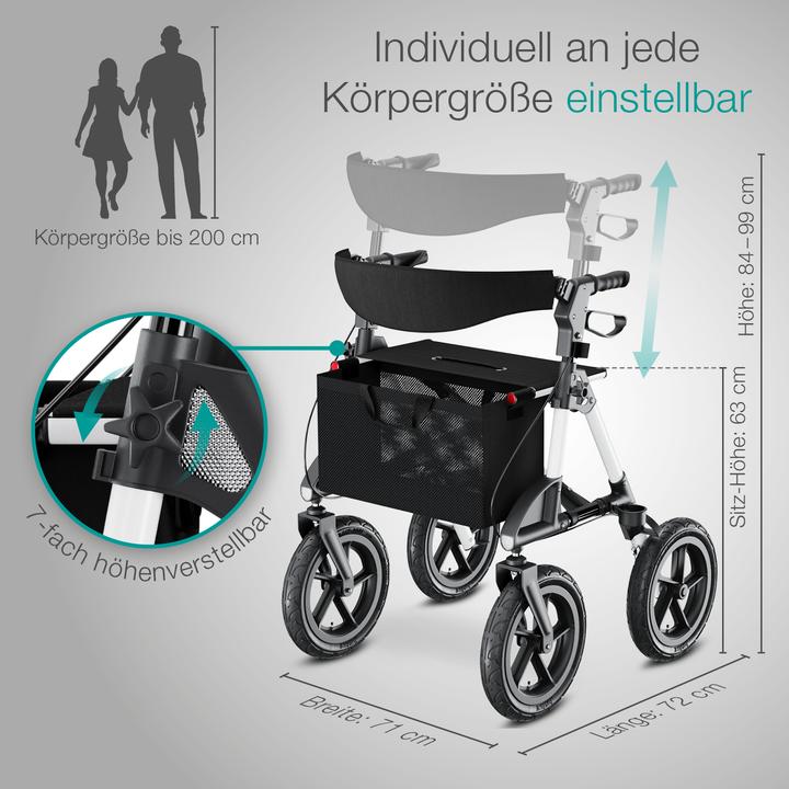 Image du produit Aktivshop Rollator d'extérieur à pneus gonflables Confort