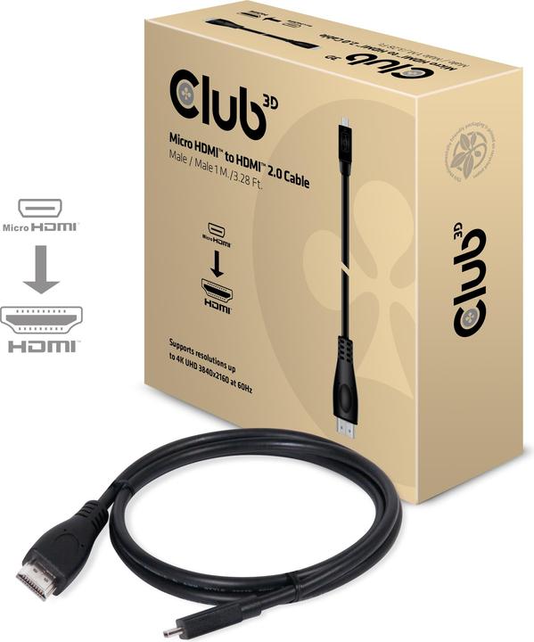 Produktbild Club 3D micro HDMI (Typ D) — HDMI (Typ A) (1 m, HDMI)
