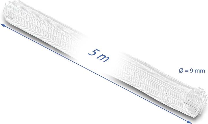 Actual product image Delock Braided hose self closing 5 m x 9 mm white (Cable conduit, 500 cm)