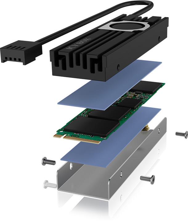 Actual product image Icy Box Heat Sink with Fan for M.2 SSD