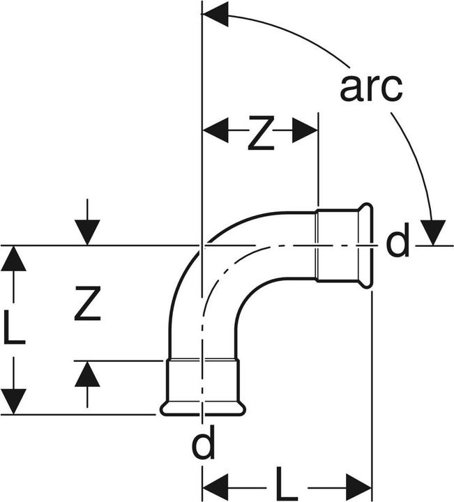 Actual product image Geberit Mapress Stainless steel rotation 90 ° 35 - 31106 (Press connection)