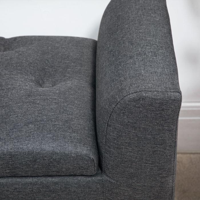 Produktbild Swisshandel24 Sitzbank mit Stauraum Polsterbank Sitzhocker Sitztruhe belastbar bis 130 kg Leinen-Touch Gummiholz D