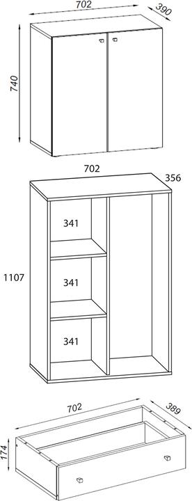 Nährwerte und Zutaten VCM Holz Besen Putzschrank Lona mit Drehtüren Schublade (70 x 39 cm)