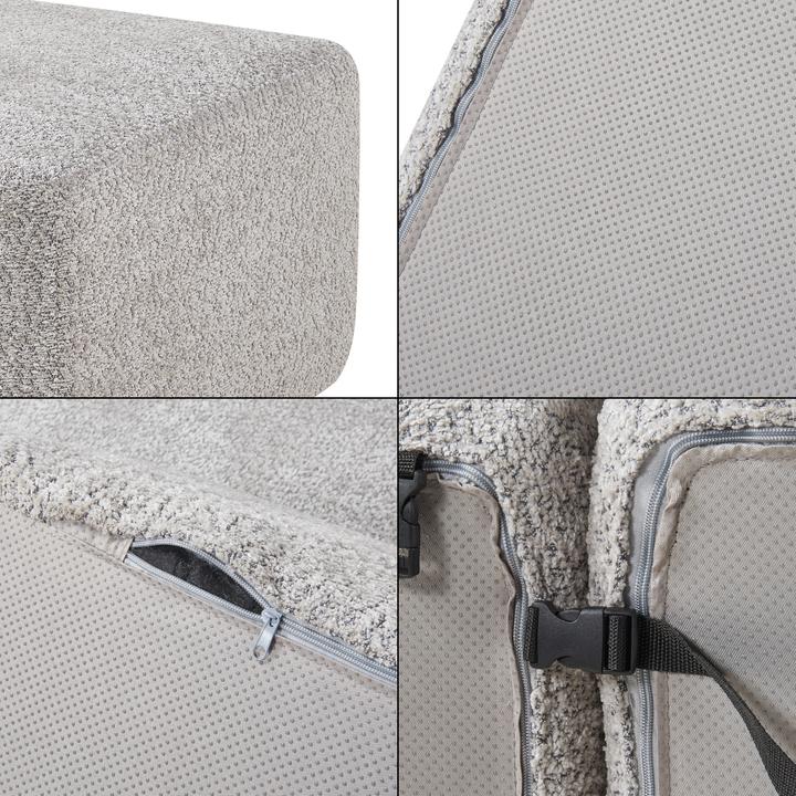 Produktbild En.Casa Sofa-Modul Hurvas Hocker Bouclé Grau