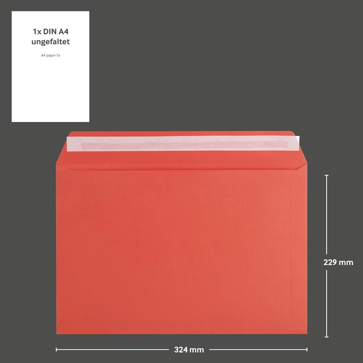 Image du produit Blanke Briefhüllen 50 rote Briefumschläge DIN C4 mit Haftklebung (C4, 50 x)