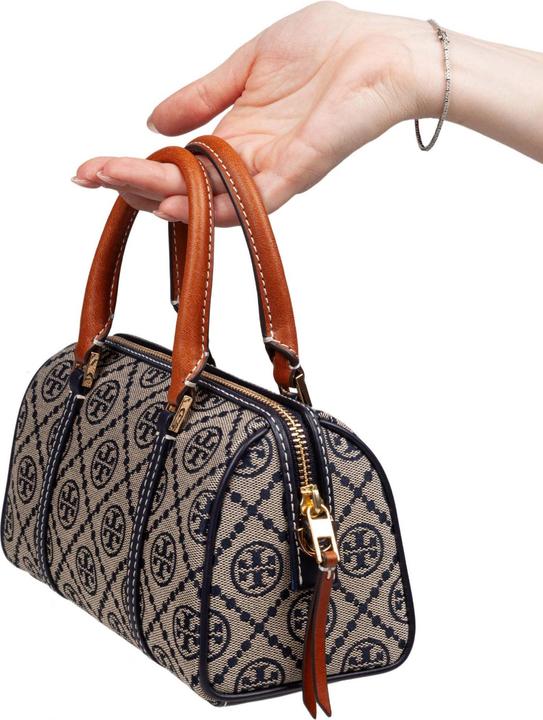 Actual product image Tory Burch monogram bucket in printed cotton monogram blue