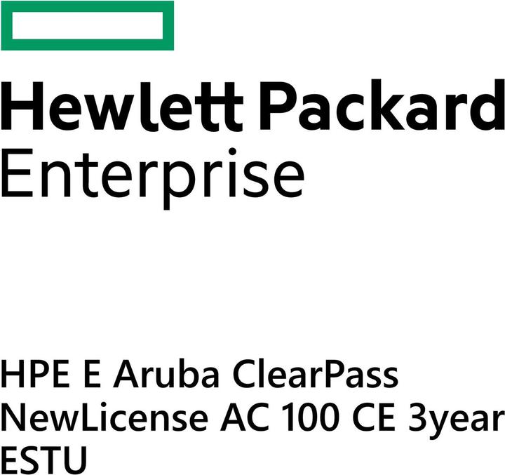 Produktbild HPE E Aruba ClearPass NL AC 100 CE 3yr E-STU (100 Geräte, 36 Monate)