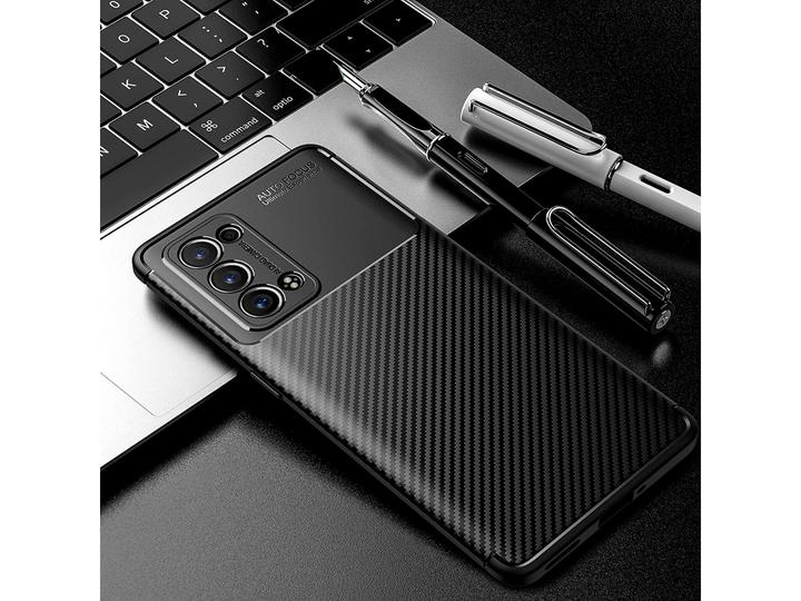 Productafbeelding Screenguard Oppo Reno6 Pro 5G Romp Carbon Design TPU Hoesje (Oppo Reno 6 Pro)