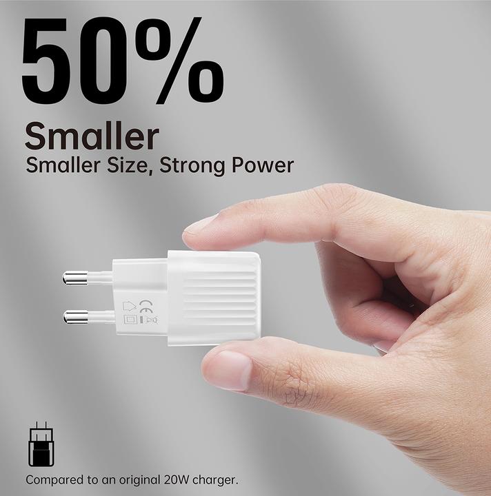 Immagine prodotto 4smarts Caricabatterie da rete VoltPlug Duos Mini PD 20W e cavo USB-C 1,5m bianco (20 W)