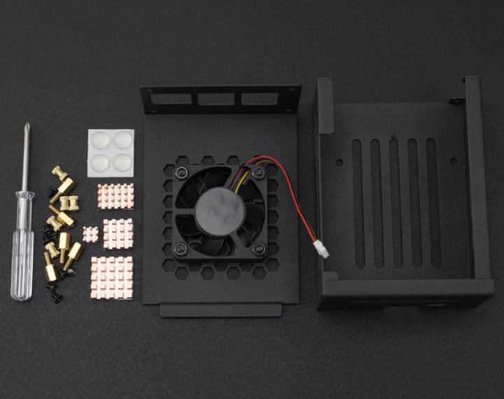 Image du produit DFRobot Boîtier métallique Raspberry Pi 5 avec dissipateur thermique et ventilateur silencieux