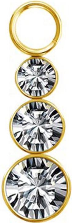 Star Piercing Anhänger vergoldet drei grösser werdende Kristalle silber (Chirurgenstahl 316L)
