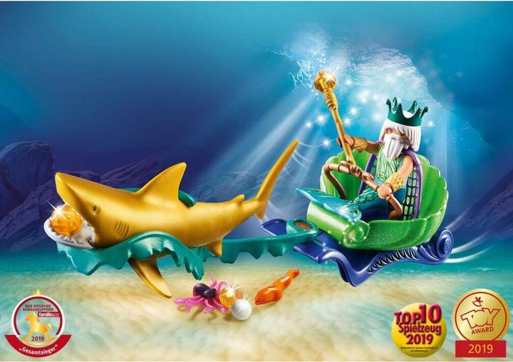 Immagine prodotto Playmobil Re del mare con il trasporto degli squali (70097)