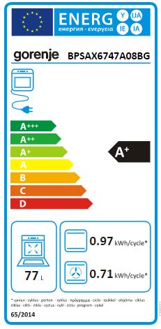 Label énergétique Gorenje BPSAX6747A08BG
