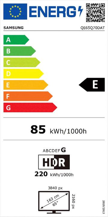 Energy Label Samsung QE65Q70D (65", Q70D, QLED, 4K, 2024)