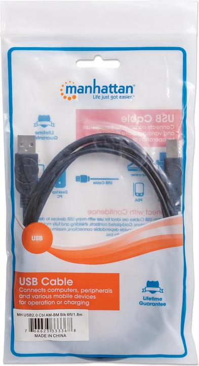 Actual product image Manhattan USB A — USB B (1.80 m, USB 2.0, 2.50 W)