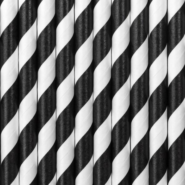 Actual product image Partydeco Striped Straws Black (10 x)