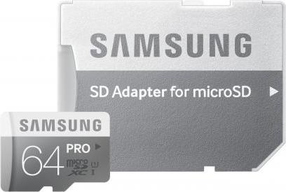 Actual product image Samsung Pro microSDXC with adapter (64 GB, microSDXC, U1, UHS-I)
