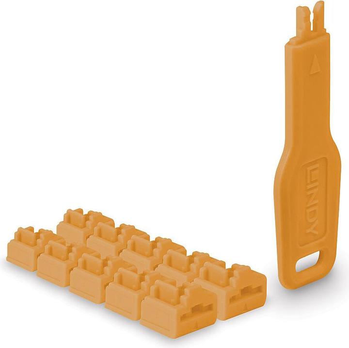 Image du produit Lindy RJ45 Port Locks Orange 10 pcs+ 1 clé (47897)