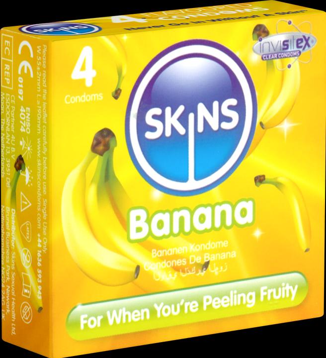 Image du produit Skins Bangin' Banana" 4 préservatifs à l'arôme subtil de banane - sans odeur de latex (4 pcs)