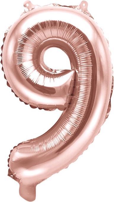 Produktbild Partydeco Zahlenballon Folie 9 Rose Gold 35-40 cm (1 x)