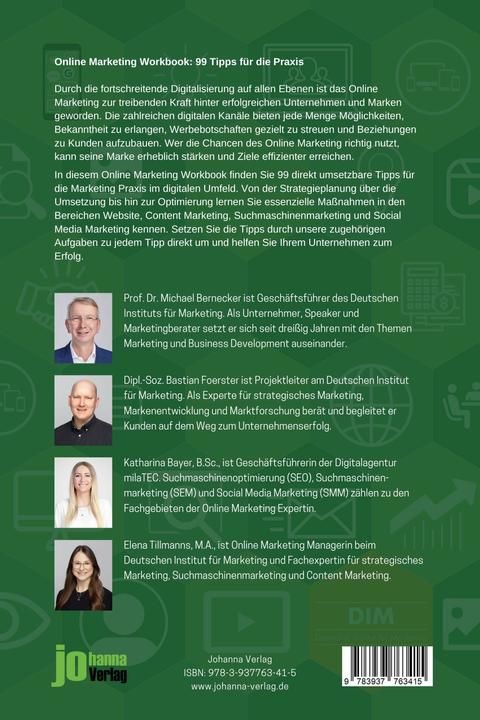 Produktbild Online Marketing Workbook (Deutsch, Michael Bernecker, Katharina Bayer, Elena Tillmanns, Bastian Foerster, 2023)