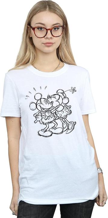 Immagine prodotto Disney Mickey And Minnie Mouse Kiss Sketch Maglietta Ampia Donna (L)